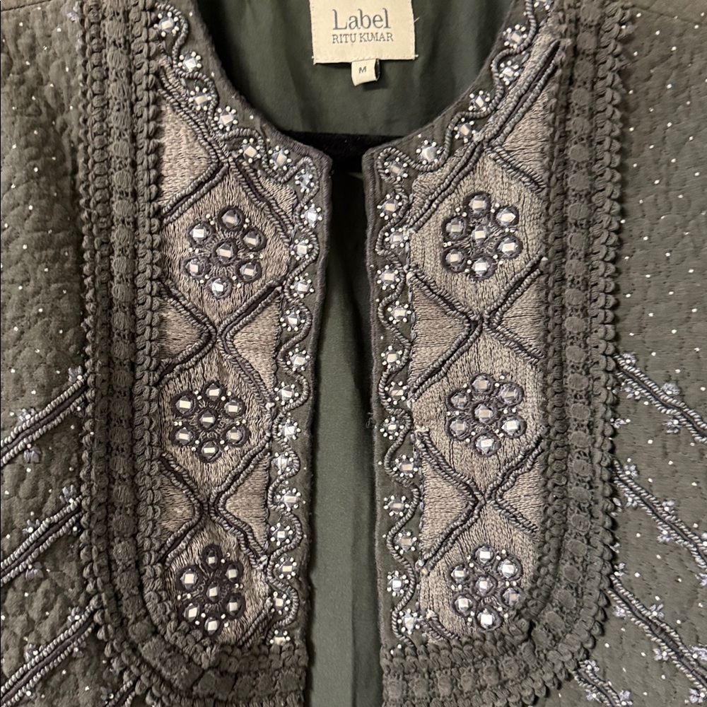 Label Ritu Kumar Grey Embellished Jacket - Picture 5 of 12